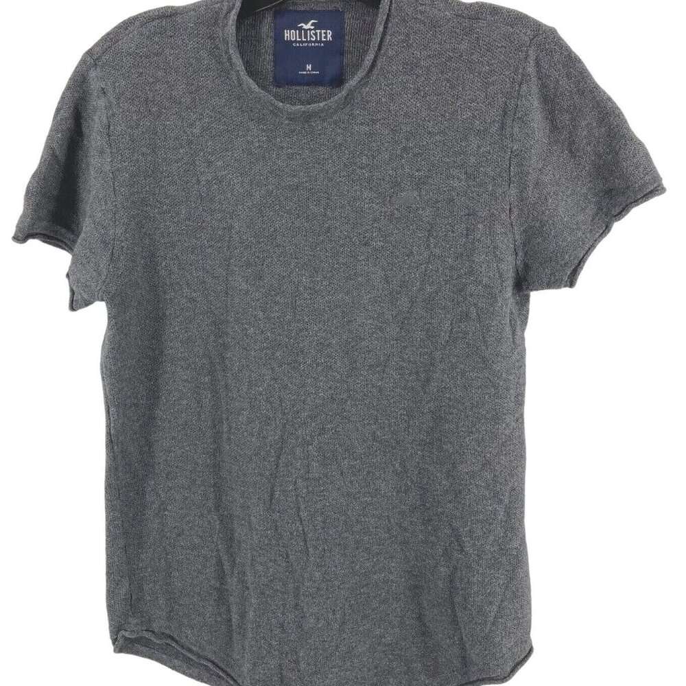 Hollister Women's Boyfriend Top Shirt Short Sleeve Sweater Gray Sz Medium Logo